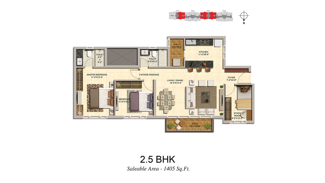 Floor Plan 2.5 BHK
